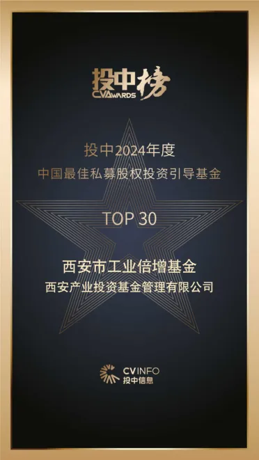 奮楫爭先，載譽前行⑤ || 西安市工業(yè)倍增引導(dǎo)基金榮登投中2024年度中國最佳私募股權(quán)投資引導(dǎo)基金TOP30榜單