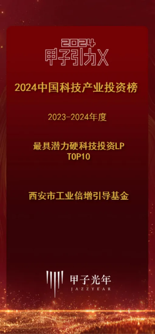 奮楫爭先，載譽前行④ || 西安市工業(yè)倍增引導(dǎo)基金榮獲2023-2024年度最具潛力硬科技投資LP TOP10